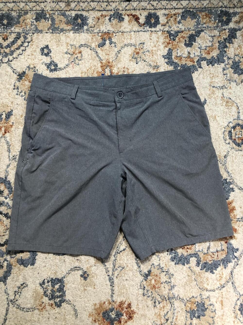 Under Armour Shorts Mens 40 Gray HeatGear Golf Performance 10 Inseam Stretch
